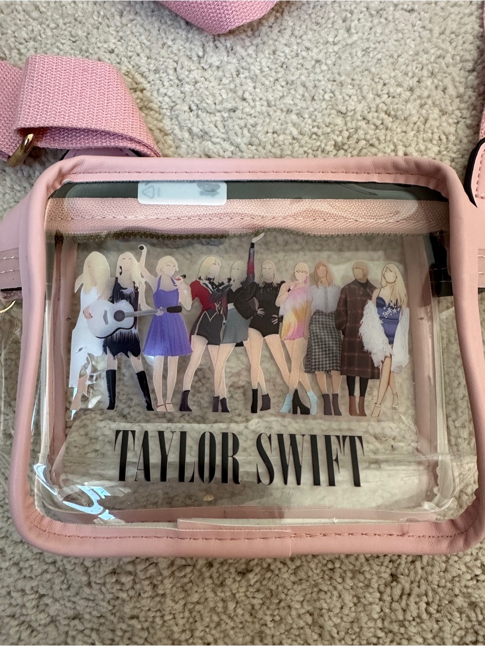 Taylor Swift Pink Clear Crossbody Bag with Graphic Front